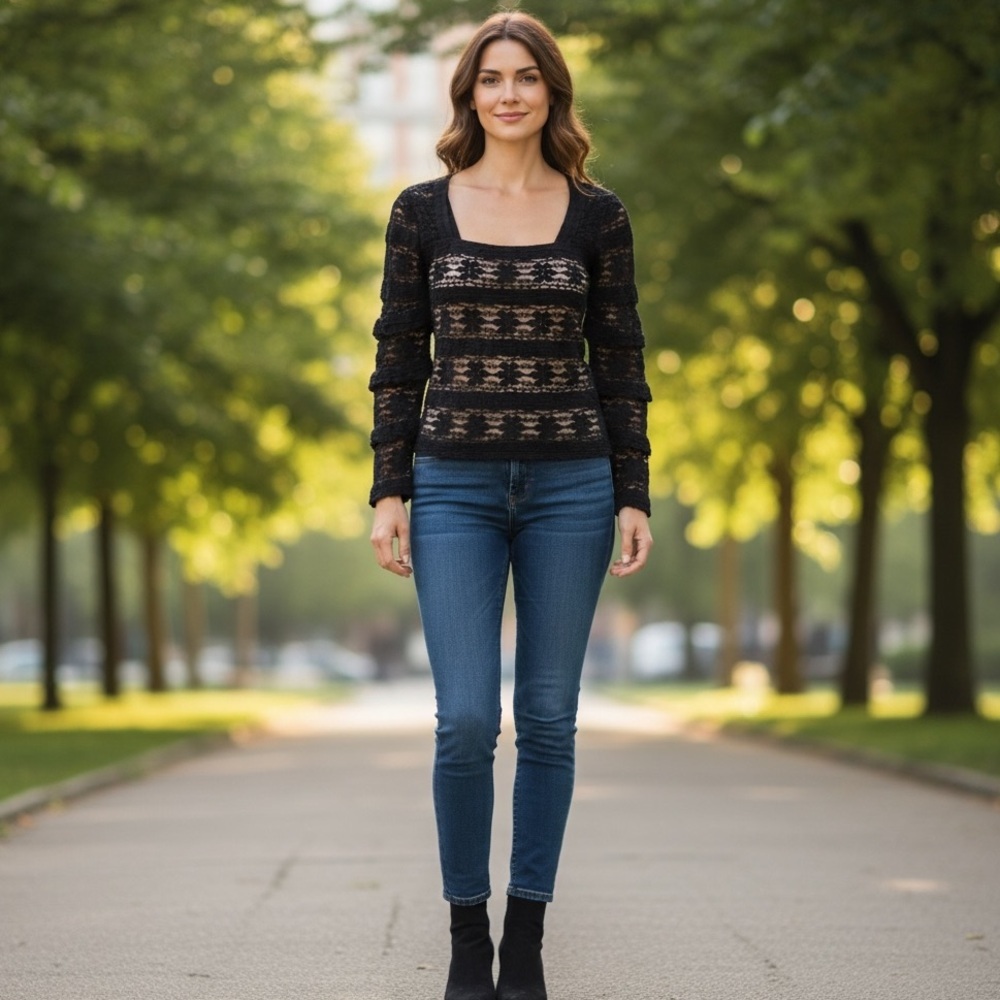 WS143 NWT Max Studio Specialty Blouse Top S